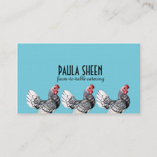 Unique Catering Business Cards Blue With Chicken