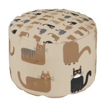 Unique Cats Round Pouf