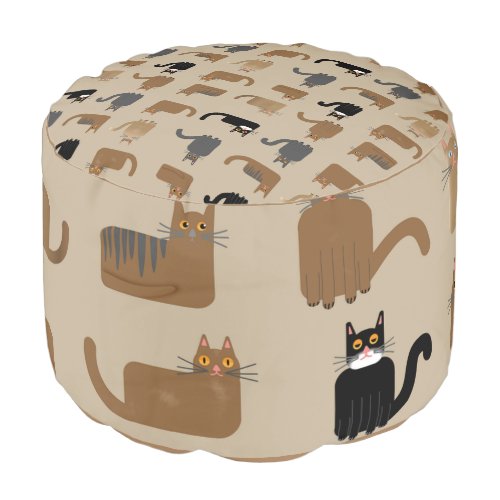 Unique Cats Round Pouf