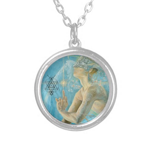 Unique Chamuel archangel divine love artwork Silver Plated Necklace