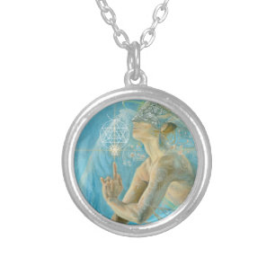 Unique Chamuel archangel divine love artwork Silver Plated Necklace