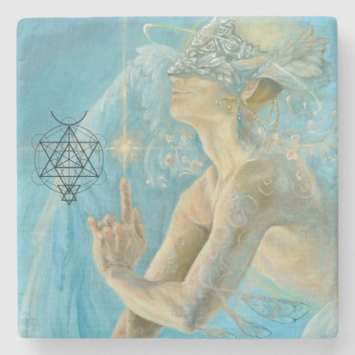 Unique Chamuel archangel divine love artwork Stone Coaster