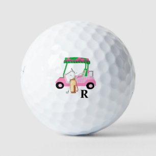 Unique Charming Golf Cart with Clubs Monogram  Golf Balls