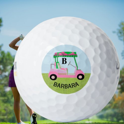Unique Charming Golf Cart with Clubs Monogram  Golf Balls