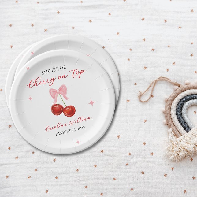 Unique Cherry on Top Baby shower Paper Plates (Creator Uploaded)