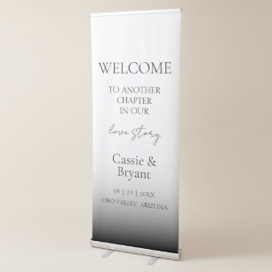 Unique Chic Black and White Modern Wedding Welcome Retractable Banner