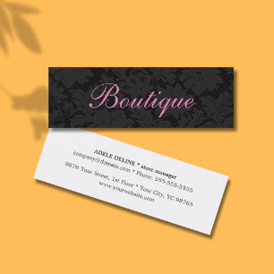 Unique Chic Dark Grey Lace Pink Boutique Mini Business Card