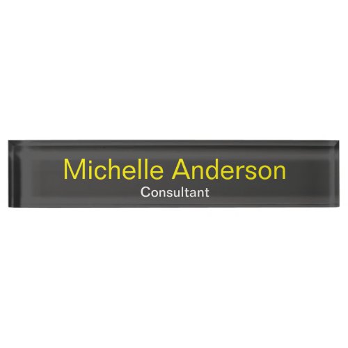 Unique Chic Grey Yellow Consultant Desk Nameplate