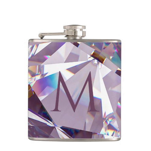 Unique Chic Jewel Diamond Design Name Monogram Flask