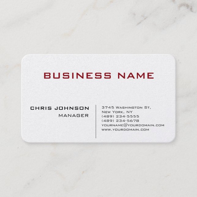 Unique Chic Manager Business Card (Front)