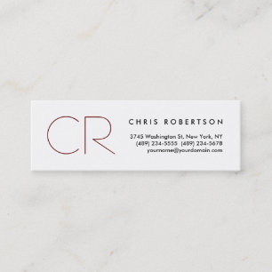 Unique Chic Monogram White Slim Size Business Card