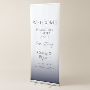 Unique Chic Navy Blue Modern Wedding Welcome Retractable Banner