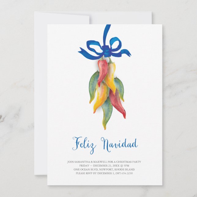 Unique Chili Pepper Christmas Invitation (Front)