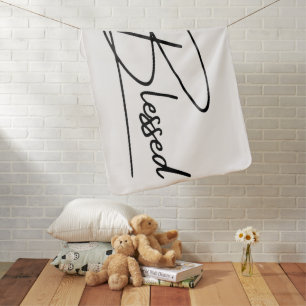 Unique Christian Faith 'Blessed' Vertical Design Baby Blanket