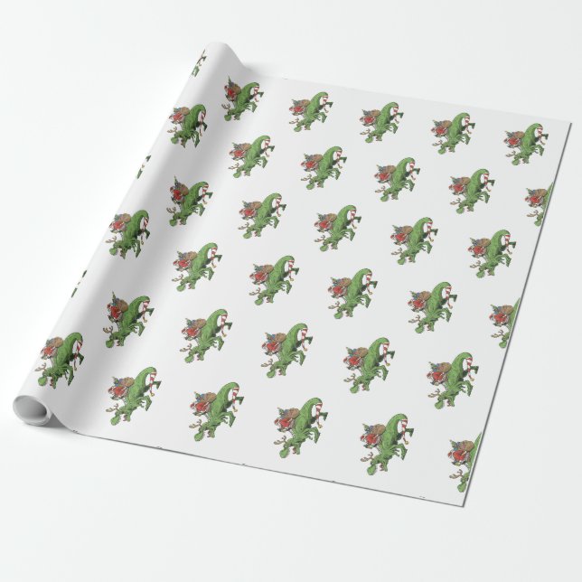 Unique Christmas Dinosaur Wrapping Paper for Kids (Unrolled)