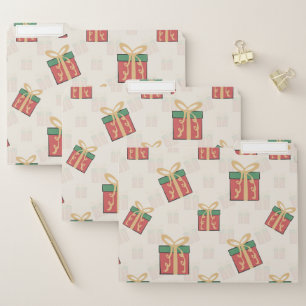 Unique Christmas Gift Boxes Doddles Pattern File Folder