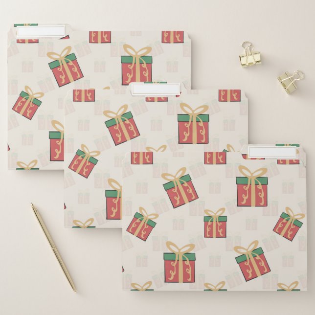 Unique Christmas Gift Boxes Doddles Pattern File Folder (Set)