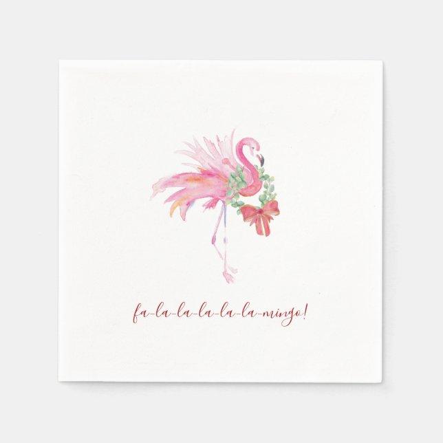 Unique Christmas Holiday Themes Pink Flamingo  Napkins (Front)