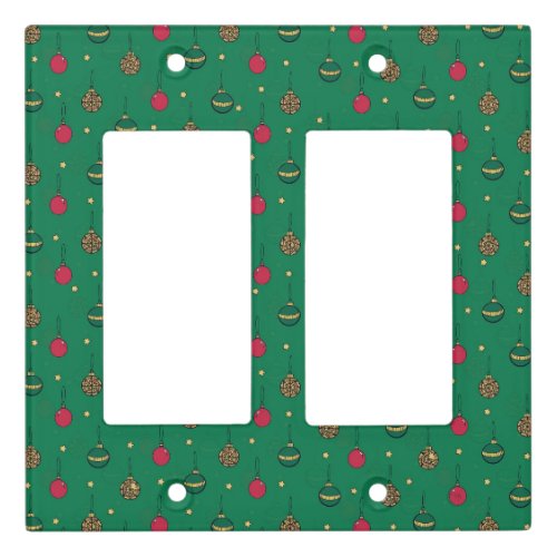 Unique Christmas Ornament Baubles Green Pattern Light Switch Cover