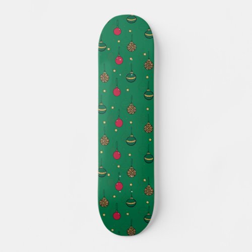 Unique Christmas Ornament Baubles Green Pattern Skateboard