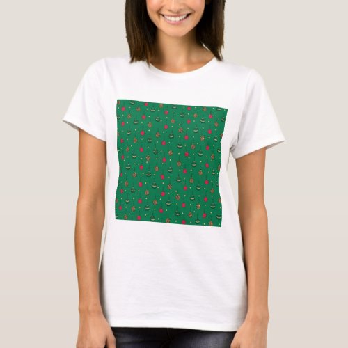 Unique Christmas Ornament Baubles Green Pattern T_Shirt