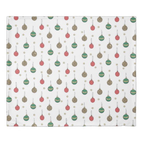 Unique Christmas Ornament Baubles Pattern Duvet Cover