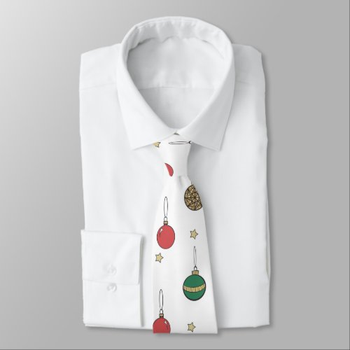 Unique Christmas Ornament Baubles Pattern Neck Tie