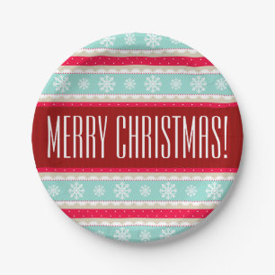 Unique Christmas Pattern Custom Text Paper Plates