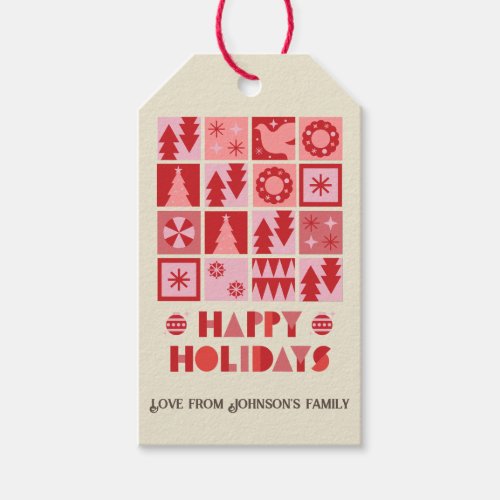 Unique christmas pink red modern Gift Tag