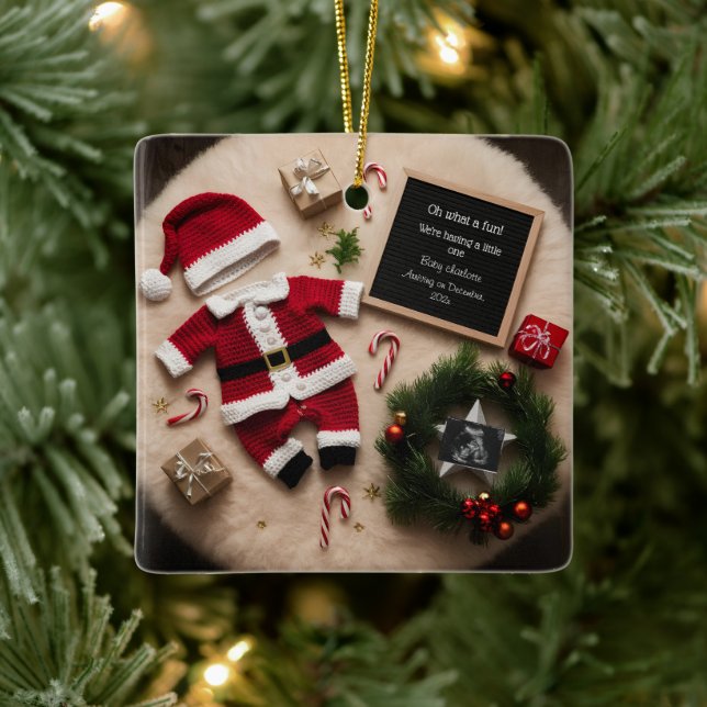 Unique Christmas pregnancy announcement  Ceramic Ornament (Tree)