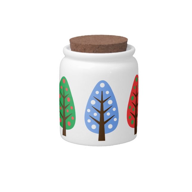 Unique Christmas trees green blue Candy Jar (Front)