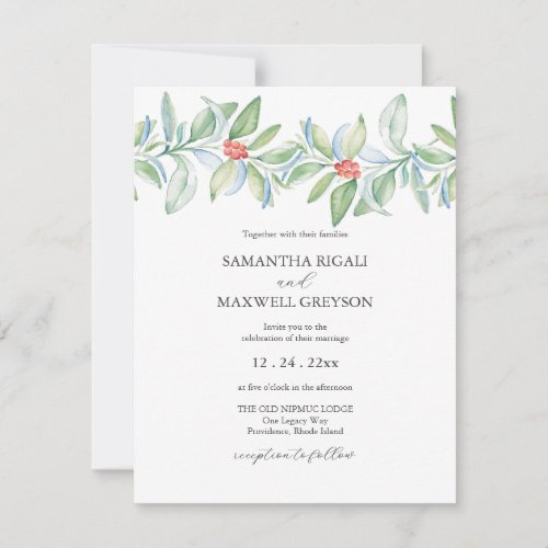 Unique Christmas Wedding Invitations Watercolor