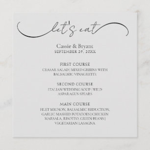 Unique Classic Grey Modern Script Wedding Menu