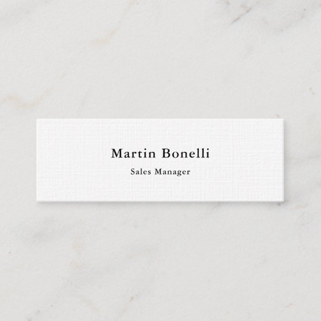Unique Classic Simple Black White Linen Two Sided Mini Business Card (Front)