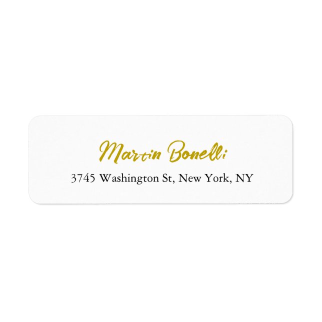 Unique Classic Simple Gold Color Name Calligraphy Label (Front)