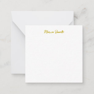 Unique Classic Simple Gold Color Name Calligraphy Note Card