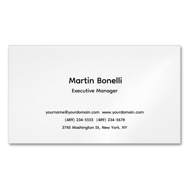Unique Classical Simple Black White Business Card Magnet (Front)