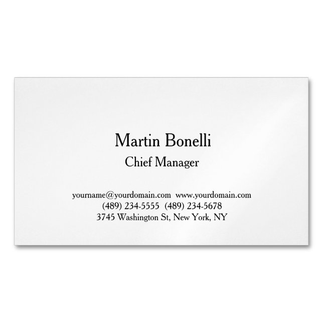 Unique Classical Simple Black & White Business Card Magnet (Front)