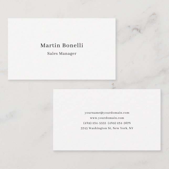 Unique Classical Simple Black White Name Two Sided Business Card (Front/Back)