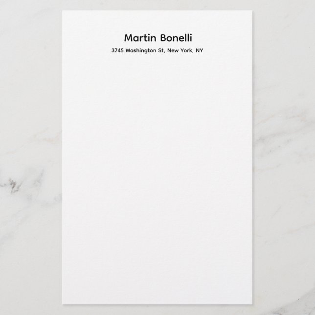 Unique Classical Simple Black White Stationery (Front)