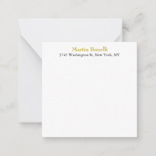 Unique Classical Simple Gold Color Name Note Card