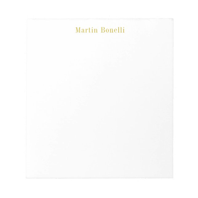 Unique Classical Simple Gold Color Name Notepad (Front)