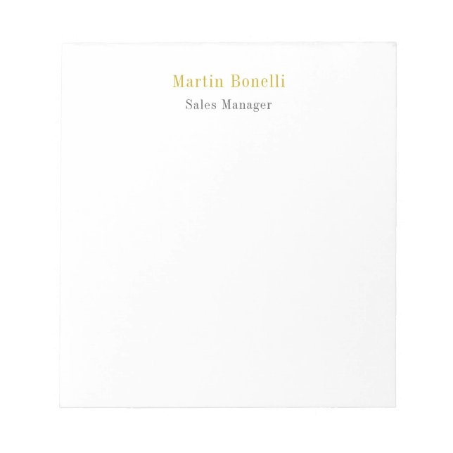 Unique Classical Simple Gold Color Name Notepad (Front)