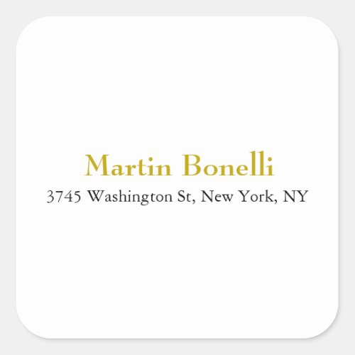 Unique Classical Simple Gold Color Name Square Sticker