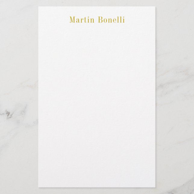 Unique Classical Simple Gold Color Name Stationery (Front)