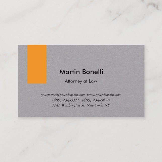 Unique Classical Simple Orange & Grey Business Card (Front)