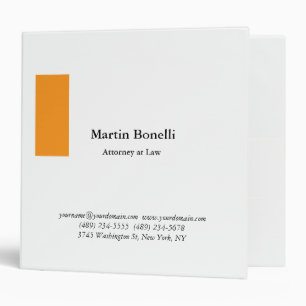Unique Classical Simple Orange & White 3 Ring Binder
