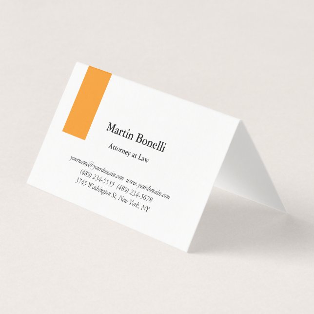 Unique Classical Simple Orange & White Card (Front)