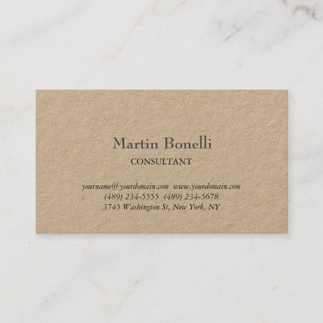 Unique Classical Simple Premium Kraft Business Card (Front)