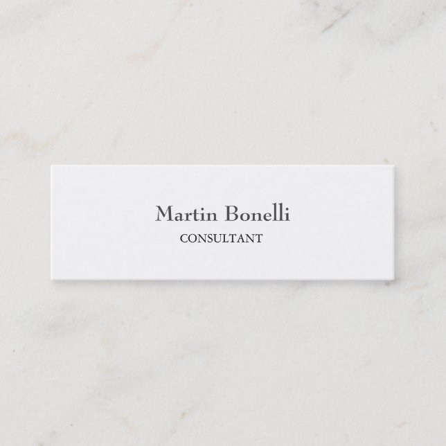 Unique Classical Simple Slim White Mini Business Card (Front)